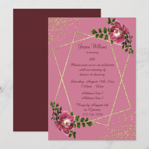 Invitation Floral moderne, Parties scintillant & Confetti Ann