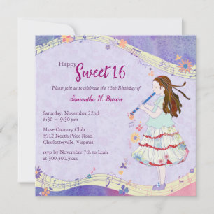 Invitation Floral Muse Sweet 16 Anniversaire