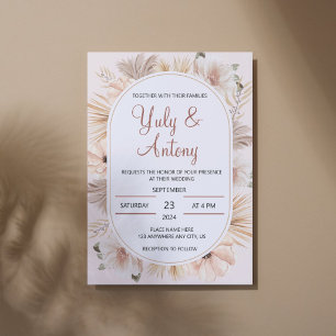 Invitation Floral naturel Boho Beige moderne