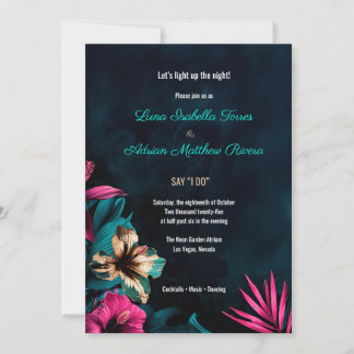 Invitation Floral Neon Botanique Mariage tropical
