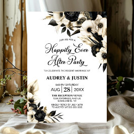 Invitation Floral noir et blanc Mariage après la fête