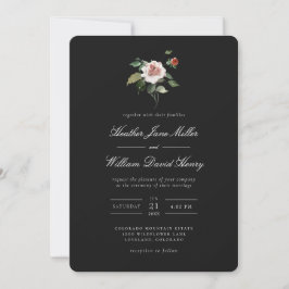 Invitation Floral noir Mariage