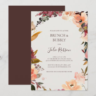Invitation Floral Orange Bourgogne   Brunch beige et mousseux