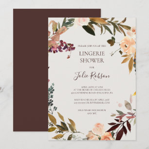 Invitation Floral Orange Bourgogne   Douche en lingerie beige