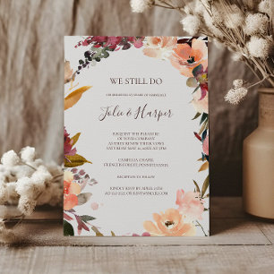 Invitation Floral Orange Bourgogne   Renouvellement de Vow be