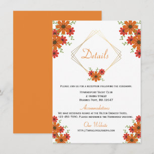 Invitation Floral Orange Détails sur l'Mariage Country Fall R