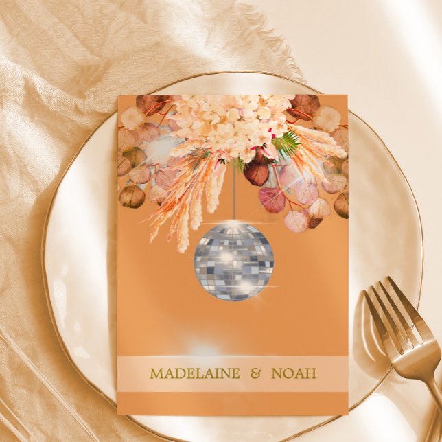 Invitation Floral Orange Disco Ball Élégante répétition de ma (Créateur téléchargé)