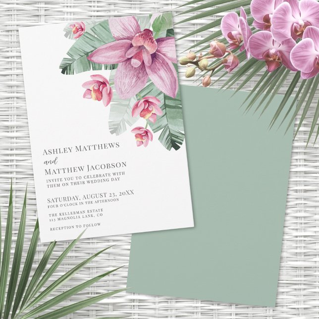 Invitation Floral Orchid Tropical Wedding (Floral Orchid Tropical Wedding Invitation)
