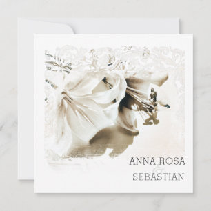 Invitation *~* Floral Ornate Lily AR12 QR PHOTO RSVP Mariage