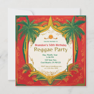 Invitation Floral Palms Personnalisable Réggae Party
