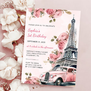 Invitation Floral Paris Tour Eiffel 1er anniversaire