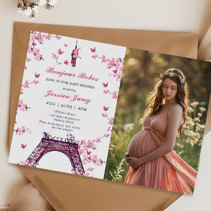 Invitation Floral Paris Tour Eiffel Baby shower
