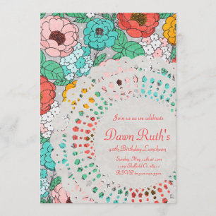 Invitation Floral Party Bridal Luncheon jardin doily invitati