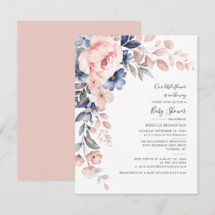 Invitation Floral Pastel Baby shower d'aquarelle bleu rose