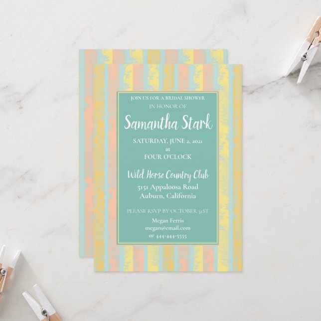 Invitation Floral Pastel Douche nuptiale (Devant/Arrière en situation)