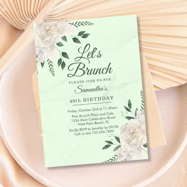 Invitation Floral Pastel Green Brunch N'importe quelle fête (Créateur téléchargé)