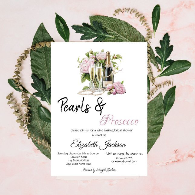 Invitation Floral Pearls Prosecco Fête des mariées (Créateur téléchargé)