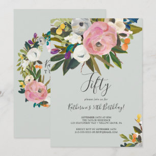Invitation Floral peint 50e anniversaire