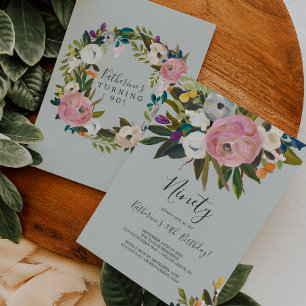 Invitation Floral peint 90e anniversaire