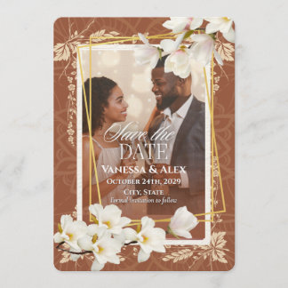 Invitation Floral Photo Save the Date 