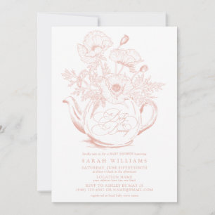 Invitation Floral Pink Baby brasse Vintage fille Douche