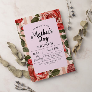 Invitation Floral Pink Peonies Fête des mères Brunch