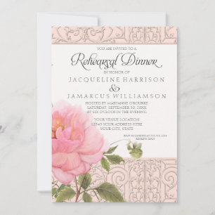 Invitation Floral Pink Peony Classique Dîner de répétition