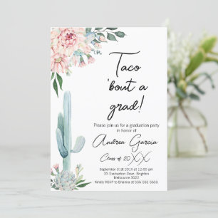 Invitation Floral Pink Taco Bout A Grad, Graduation