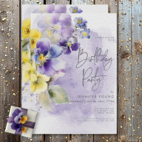 Floral pourpre et jaune Anniversaire moderne