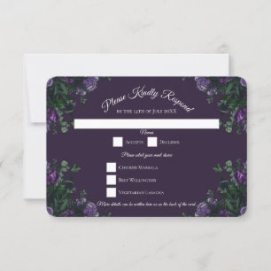 Invitation Floral pourpre foncé élégant mariage gothique