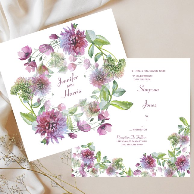 Invitation Floral pourpre mariage (Soft Purple Floral Summer Wedding Invitation)