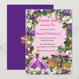 Invitation Floral Princess Enchanted Fairy Tale Anniversaire