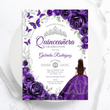Floral Purple Silver Quinceanera
