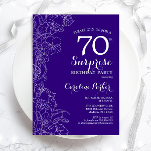 Invitation Floral Purple Surprise 70e anniversaire