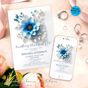 Invitation Floral quelque chose de bleu avant de faire Fête d