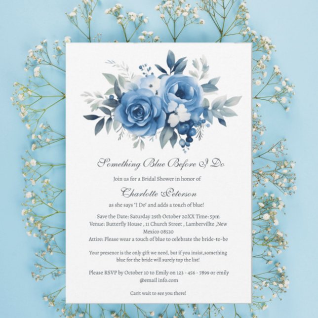 Invitation Floral quelque chose de bleu avant de faire Fête d (Créateur téléchargé)
