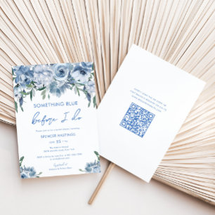 Invitation Floral Quelque chose de bleu je fais Qr Code Fête 