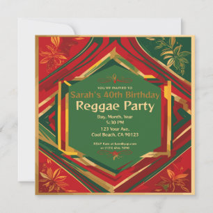 Invitation Floral Rasta Couleurs Personnalisable Réggae Party