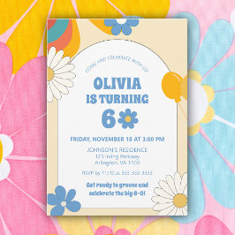 Invitation Floral Retro Vinyl 60e 70e Anniversaire adulte Sup
