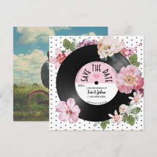 Invitation Floral retro vinyle Enregistrer photo Enregistrer 