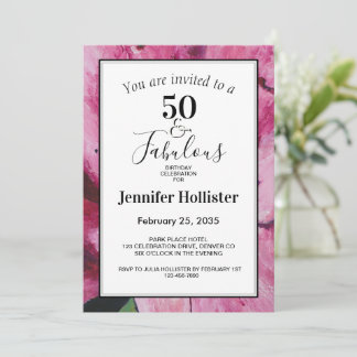 Invitation Floral rose 50e anniversaire