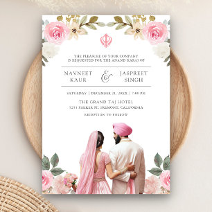 Invitation Floral rose Anand Karaj Indien Mariage sikh