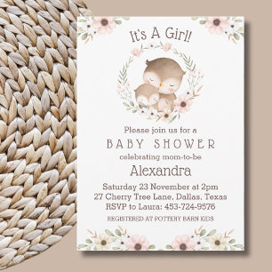 Invitation Floral rose C'est un Baby shower de chouette