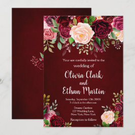 Invitation Floral rose de Bourgogne