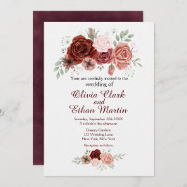 Invitation Floral rose de Bourgogne