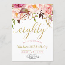Floral rose élégante 80e anniversaire femmes