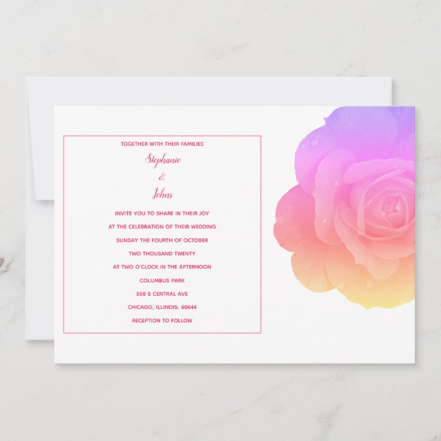 Invitation Floral Rose Fleur Art Moderne Mariage élégant (Devant)