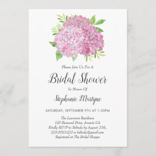 Invitation Floral rose Hydrangea Bouquet Fête des mariées