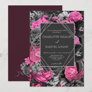 Invitation Floral rose noir Moderne Chic Floral Mariage Inv