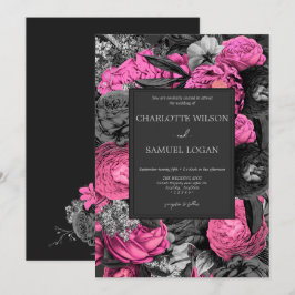 Invitation Floral rose noir | Moderne Chic Floral Mariage Inv